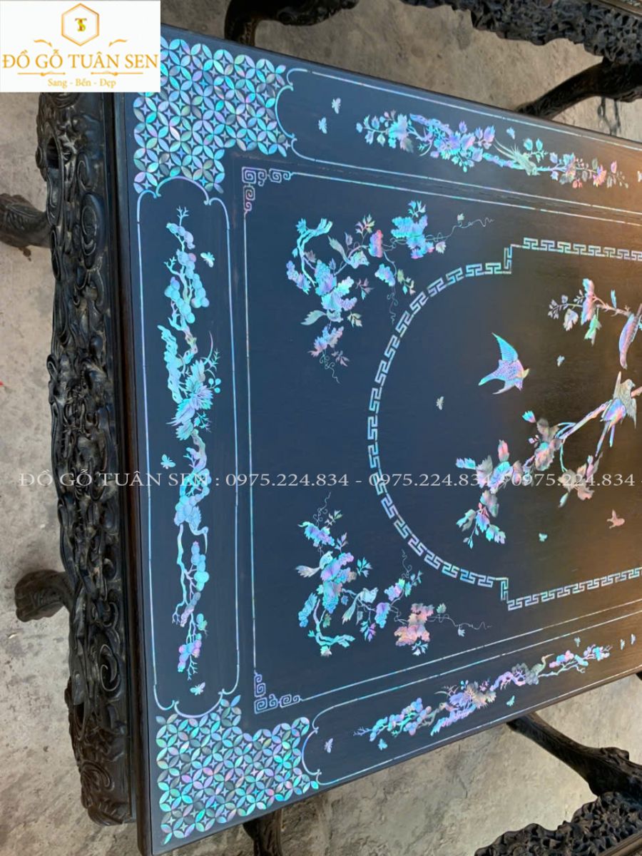 Hình ảnh Bộ trường kỷ huế gỗ gụ khảm ốc T45